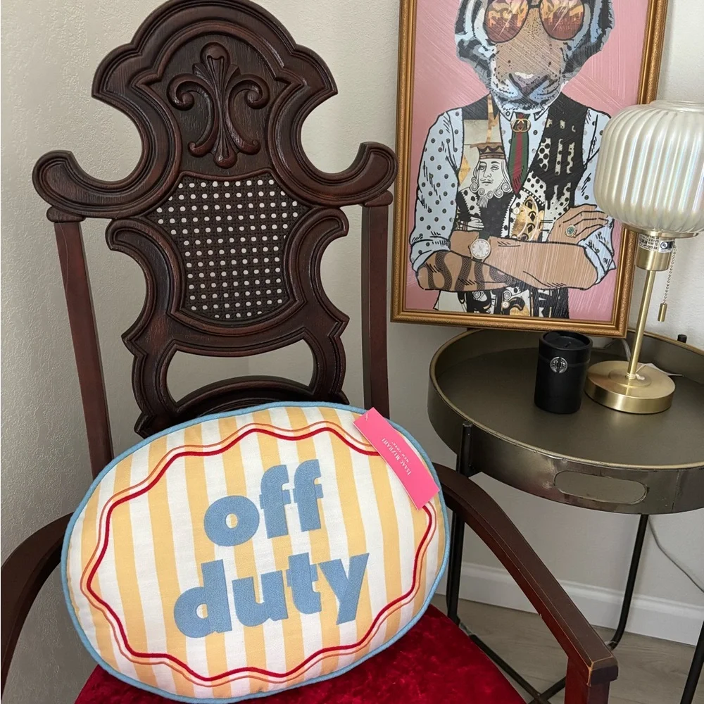 Round 'Off Duty' Striped Accent Pillow in Yellow, Blue & Red